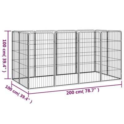 vidaXL Hondenkennel 12 panelen 50 x 100 cm gepoedercoat staal zwart