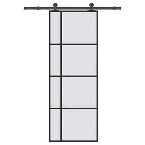 vidaXL Schuifdeur met beslag 76x205 cm ESG-glas en aluminium