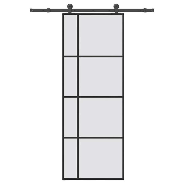 vidaXL Schuifdeur met beslag 76x205 cm ESG-glas en aluminium