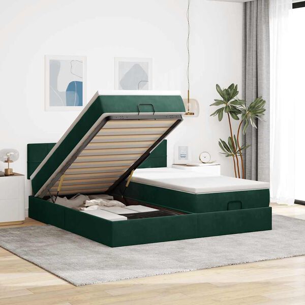 vidaXL Ottoman bed met matrassen en LED's 200x200cm fluweel