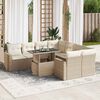 vidaXL 9-delige Loungeset met kussens poly rattan beige