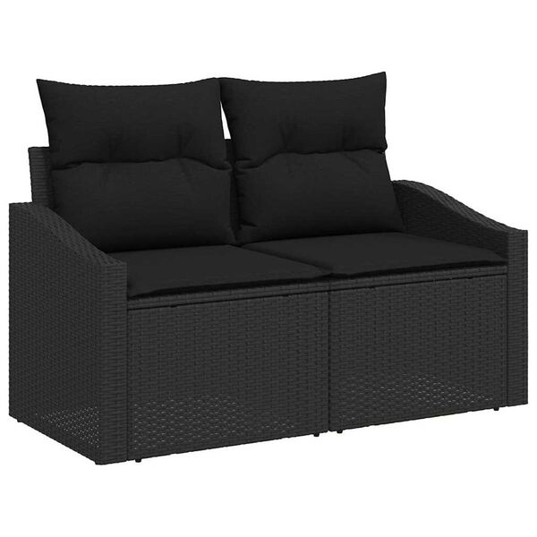 vidaXL Tuin Sofa Set met kussen 8 pcs Zwart poly rattan