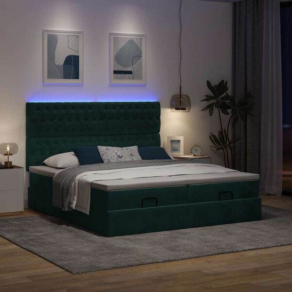 vidaXL Ottoman bed met matrassen en LED's 180x200cm fluweel