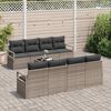 vidaXL Bankstel met kussen 7 pcs Grijs poly rattan
