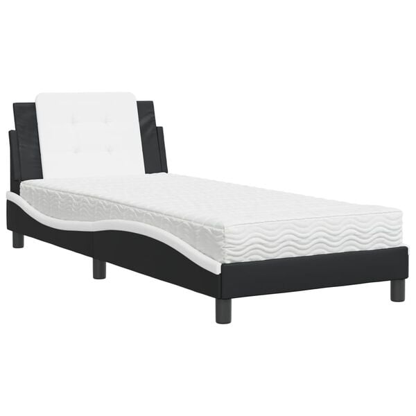 vidaXL Bedframe zonder matras "Zadar" kunstleer zwart en wit 80x200 cm