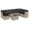 vidaXL 9-delige Loungeset met kussens poly rattan lichtgrijs