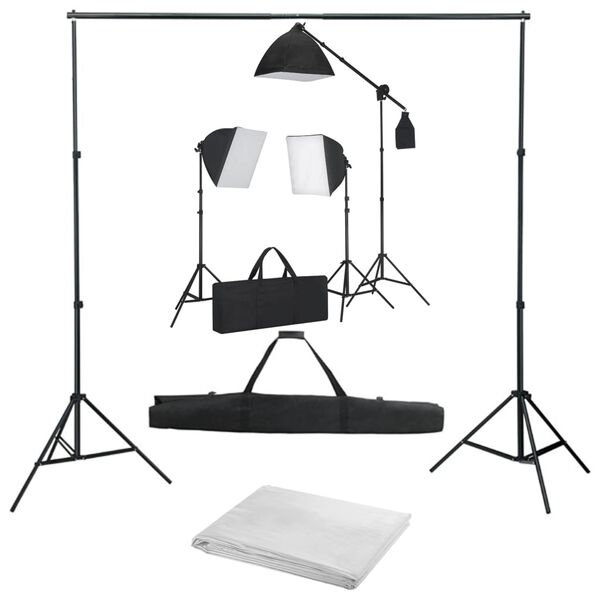 vidaXL Fotostudioset met softboxlampen en achtergrond