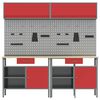 vidaXL Werkbankset met lade 8 pcs Rood en Grijs Gepoedercoat staal
