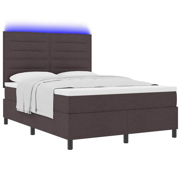 vidaXL Boxspring bed met matras met LED Donkerbruin 140 x 200 cm Stof