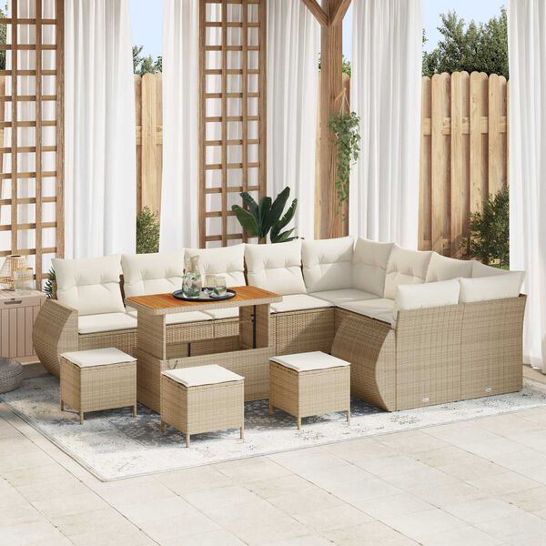 vidaXL Tuin Sofa Set 13 pcs Beige poly rattan