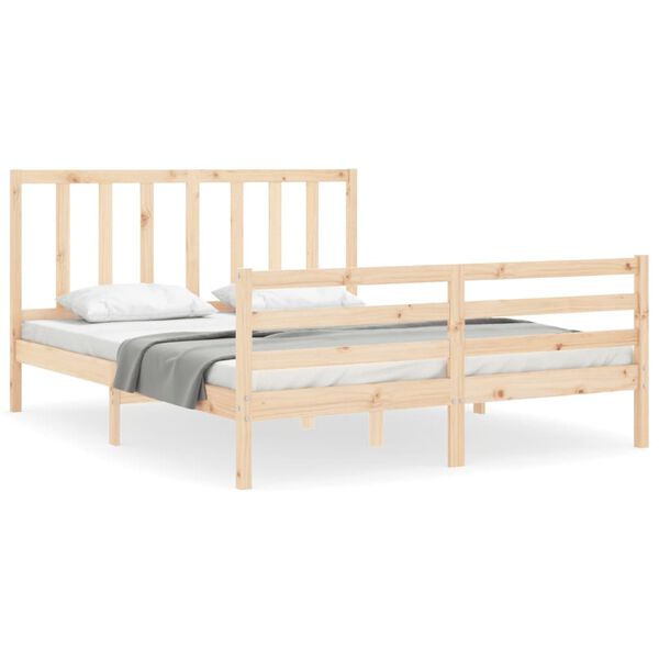 vidaXL Bedframe met hoofdbord massief hout