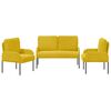 vidaXL Sofa-Sets met kussen 3 pcs Geel 115 x 56 x 80 cm Multiplex