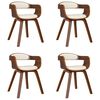 vidaXL Eetkamerstoelen 4 st gebogen hout en kunstleer cr&egrave;mekleurig