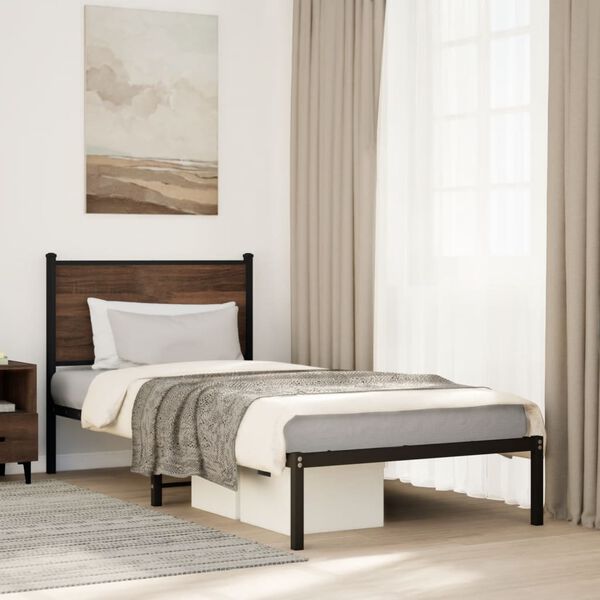 vidaXL Bedframe zonder matras metaal bruin eikenkleurig 90x190 cm