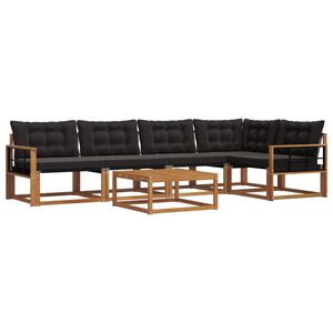 vidaXL Buiten bankenset met kussen 6 pcs Natuurlijk en Zwart