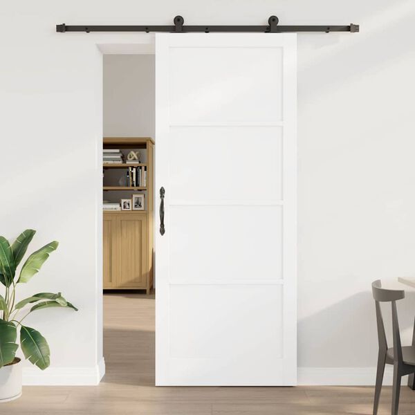 vidaXL Schuifdeur Wit en zwart 93 x 232 cm Massief grenenhout