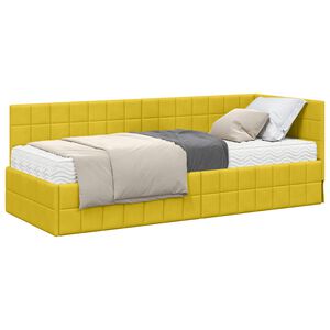 vidaXL Hoekbedframe met Matras met hoofdeinde 2 pcs Geel Fluweel