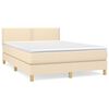 vidaXL Boxspring met matras stof cr&egrave;mekleurig 140x190 cm