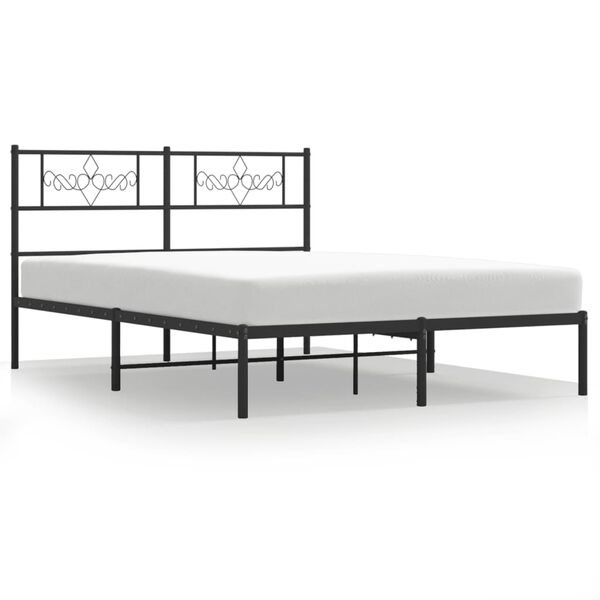 vidaXL Bedframe met hoofdbord metaal zwart 140x190 cm