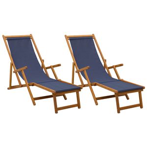 vidaXL Opvouwbare zonnebed 2 pcs 3 Positie Massief Eucalyptus Hout