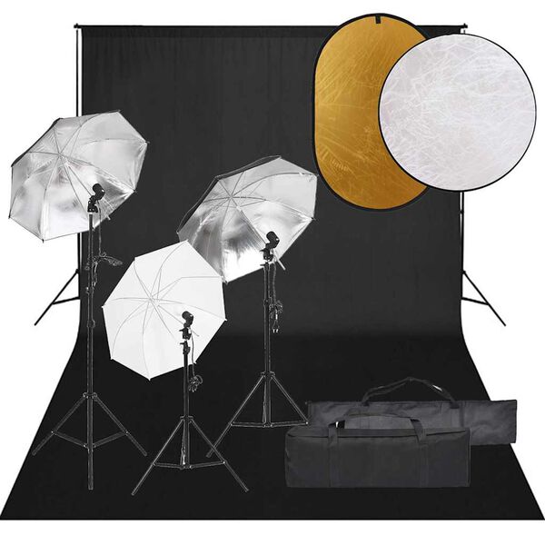 vidaXL Fotostudioset met verlichtingsset, achtergrond en reflector