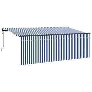 vidaXL Inklapbaar Zonnescherm Blauw en Wit 350 x 200 cm