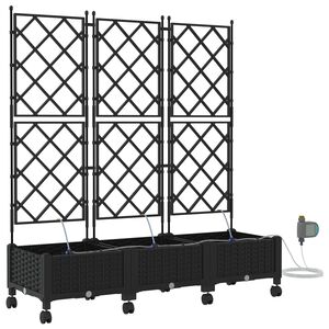 vidaXL Tuin Pot met Irrigatie en Wielen 3 st Zwart 120 x 40 x 132 cm