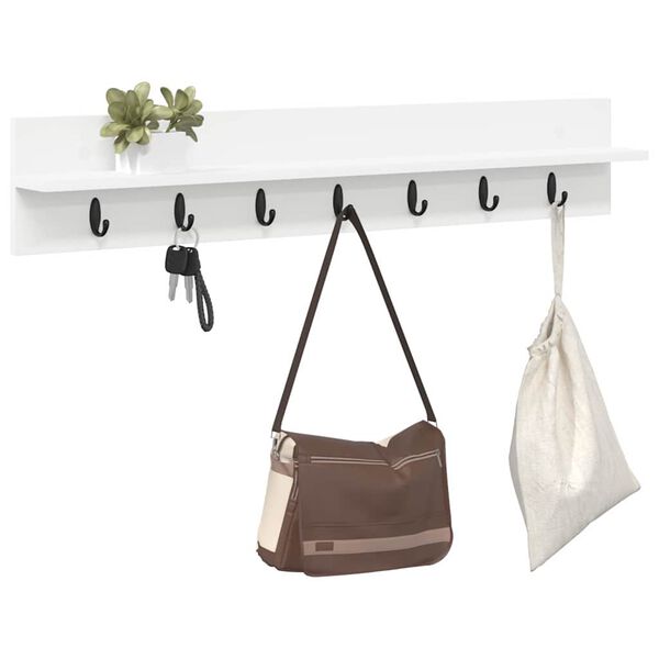 vidaXL Wandgemonteerde kapstok Wit 100 x 10,5 x 18 cm Bewerkt hout