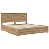 vidaXL Bedframe met hoofdeinde Artisan Eiken 180 x 200 cm Bewerkt hout