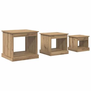 vidaXL Salontafel 3 st Artisan Eiken 48 x 45 x 45 cm Bewerkt hout