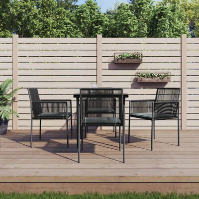 vidaXL 5-delige Tuinset met kussens poly rattan en staal zwart