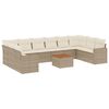 vidaXL 11-delige Tuinset met kussens poly rattan beige