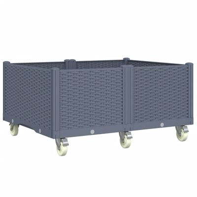 vidaXL Plantenbak met wielen 100x80x54 cm polypropeen grijs