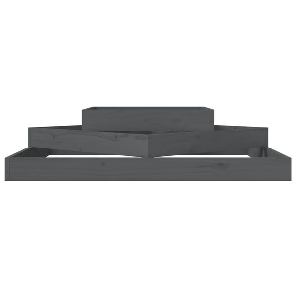 vidaXL Plantenbak 112x112x27 cm massief grenenhout grijs
