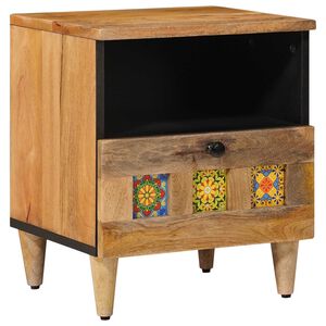 vidaXL Nachtkastje met lade Naturel 40 x 33 x 46 cm Massief Mango Hout