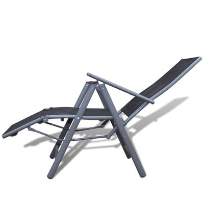 vidaXL Loungestoel aluminium zwart