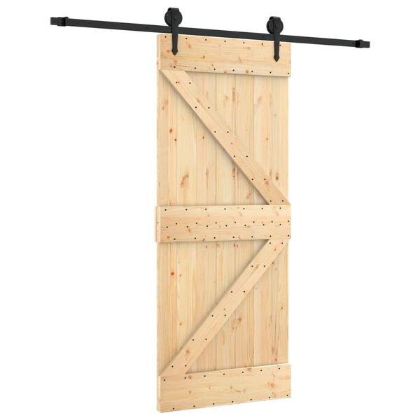 vidaXL Schuifdeur met beslag 85x210 cm massief grenenhout