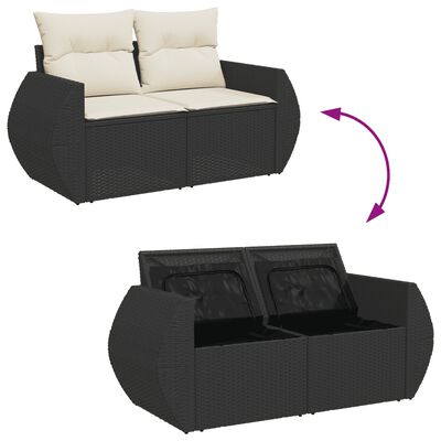 vidaXL 6-delige Loungeset met kussens poly rattan zwart