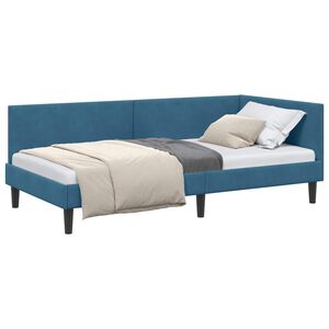vidaXL Hoekbedframe met hoofdeinde Blauw 80 cm x 200 cm Fluweel