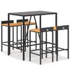vidaXL 5-delige Tuinbarset poly rattan en massief acaciahout zwart
