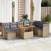 vidaXL 9-delige Loungeset met kussens poly rattan beige