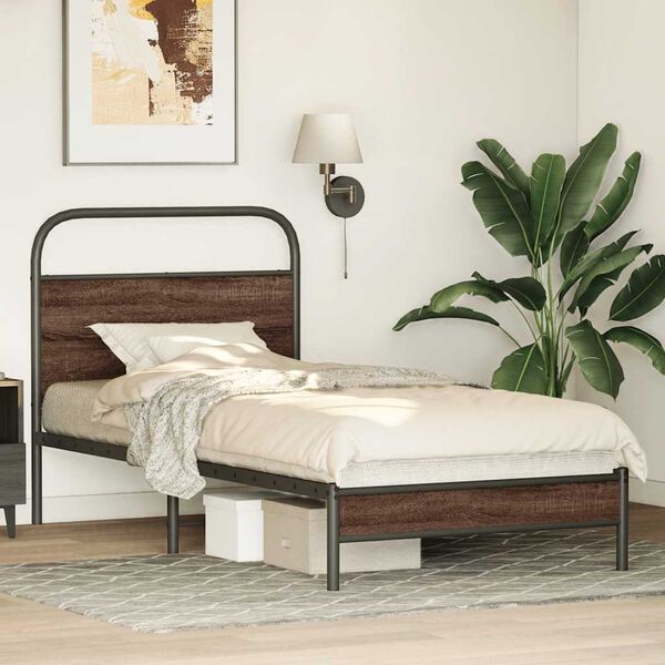 vidaXL Bedframe zonder matras bewerkt hout bruin eikenkleur 100x190 cm