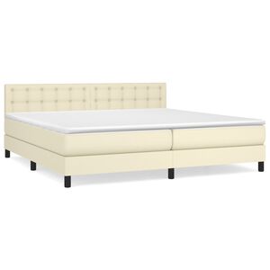 vidaXL Boxspring met matras kunstleer cr&egrave;mekleurig 200x200 cm