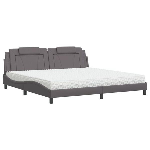 vidaXL Bed "Viana" met matras kunstleer grijs 200x200 cm