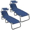 vidaXL Opvouwbare zonnebed 2-persoon 2 pcs Blauw 56 x 190 x 81cm Stof