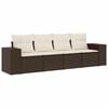 vidaXL 4-delige Loungeset met kussens poly rattan bruin
