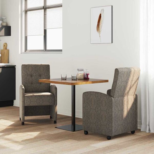 vidaXL Dining Stoelen met Wielen 2 pcs Donkergrijs 58 x 67 x 97 cm