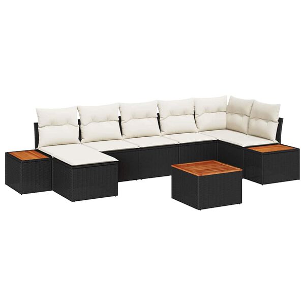 vidaXL Tuin Sofa Set met kussen 8 pcs Zwart poly rattan