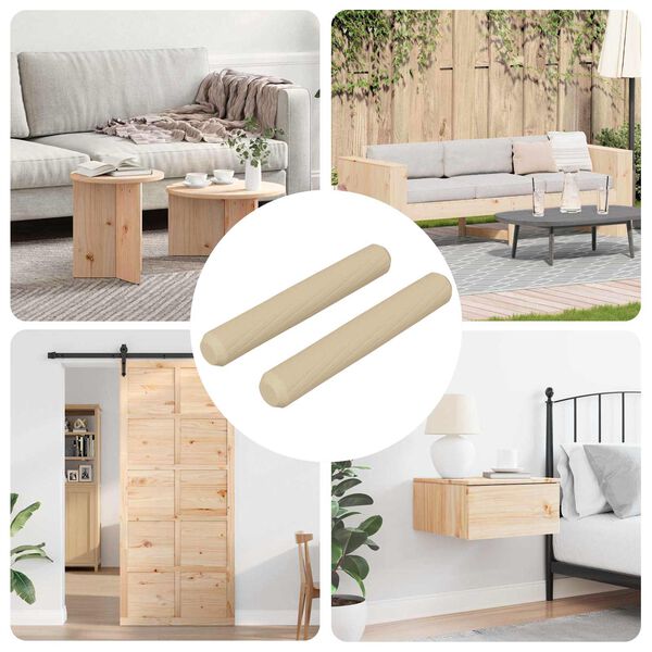 vidaXL Houten Dowels 2 pcs Bruin &Oslash;8 x 50 mm Massief hout