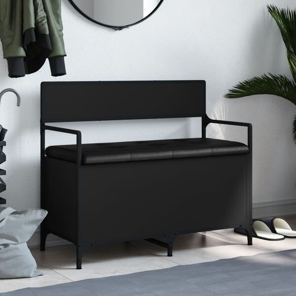 vidaXL Opbergbankje 85,5x42x73,5 cm bewerkt hout zwart